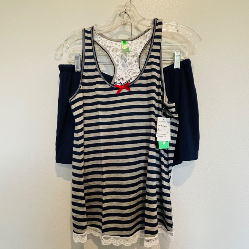 NWT Honeydew Intimates Racerback Tank Top Blue/Gray Medium Shorts Set Nordstrom